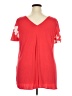 Kaari Blue 100% Polyester Red Short Sleeve Blouse Size 3X - photo 2