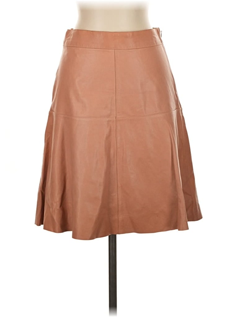 Pre-owned Kate Spade New York Faux Leather Skirt In Tan