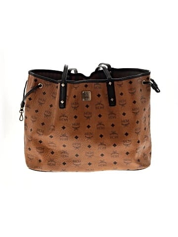 MCM Cognac/Black Visetos Coated Canvas And Leather Large Anya Tote (view 1)