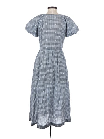 Madewell Embroidered Gingham Faux-Wrap Tie-Waist Midi Dress (view 2)