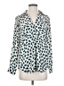 Ann Taylor 100% Polyester Animal Print Teal Long Sleeve Blouse Size XS - photo 1