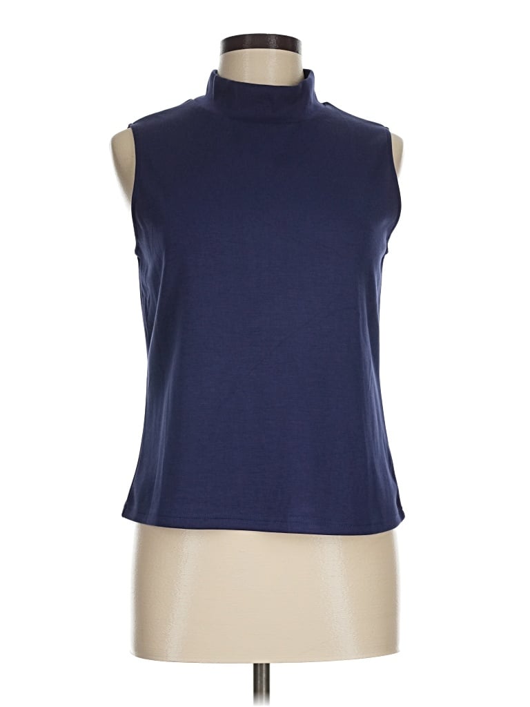 Pre-owned Assorted Brands Sleeveless Top Blue High Neck Tops