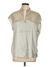 Vince. 100% Silk Silver Short Sleeve Silk Top Size L - photo 1