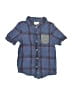 Miki Miette 100% Linen Plaid Blue Short Sleeve Button-Down Shirt Size 5 - photo 1
