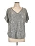 a.n.a. A New Approach Metallic Silver Short Sleeve Top Size L - photo 1