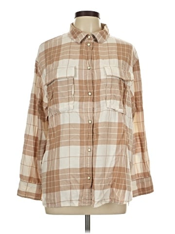 American Eagle Outfitters 3/4 Sleeve Button-Down Shirt (view 1)