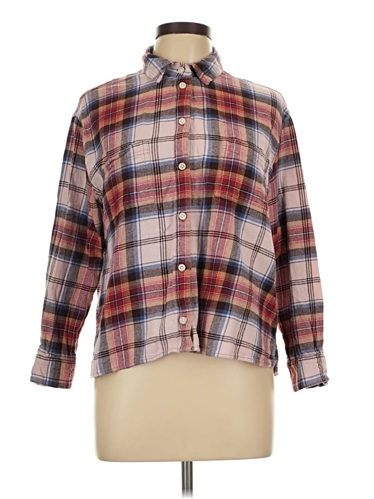 Pre-owned Old Navy Long Sleeve Button Down Shirt In Brown