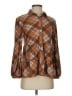 Absolutely Famous Argyle Brown Long Sleeve Blouse Size S - photo 1