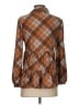 Absolutely Famous Argyle Brown Long Sleeve Blouse Size S - photo 2