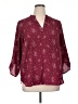 Lush 100% Polyester Stars Burgundy 3/4 Sleeve Blouse Size 1X - photo 1