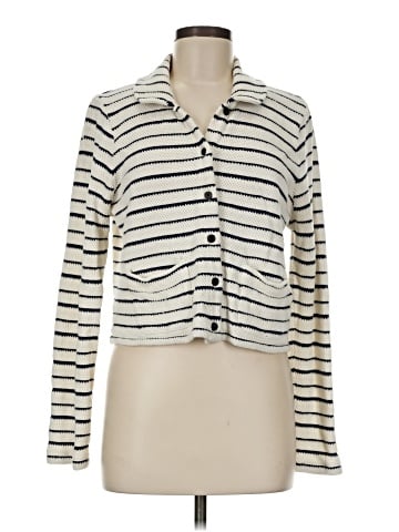 Madewell Striped Button-Front Collared Cardigan (view 1)