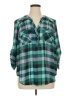 Torrid 100% Polyester Plaid Teal 3/4 Sleeve Blouse Size 1X Plus (1) - photo 1