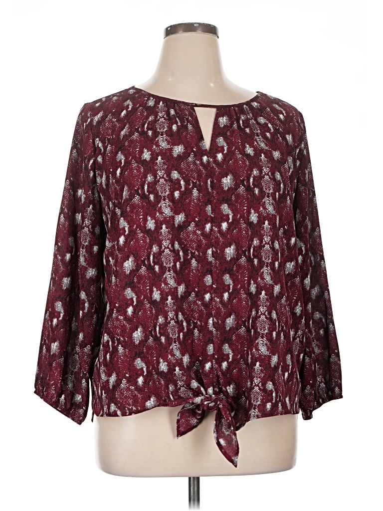Pre-owned West Kei 3/4 Sleeve Blouse In Burgundy