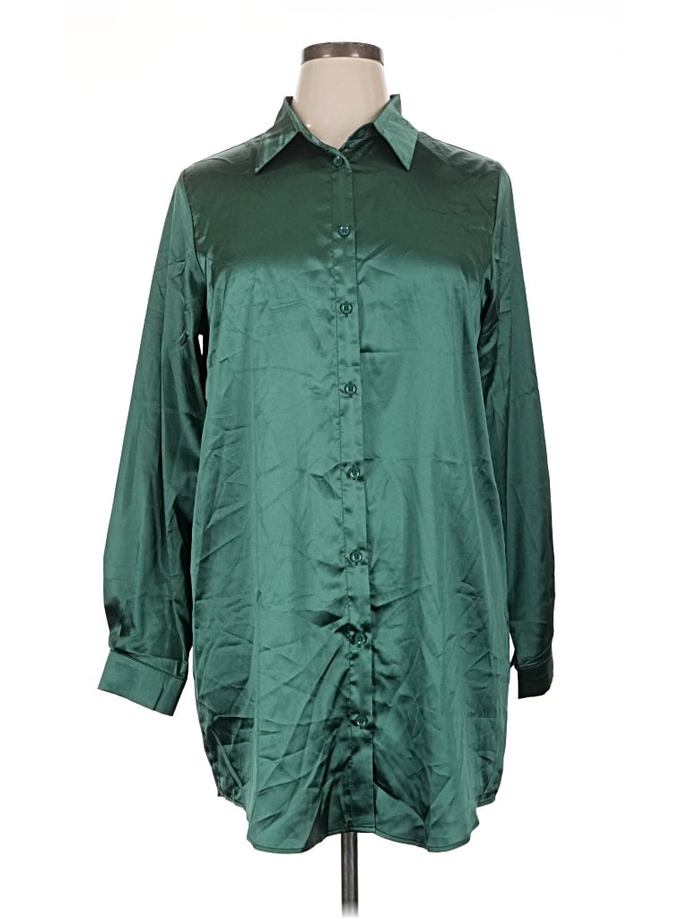 Pre-owned Zeagoo Long Sleeve Blouse In Green