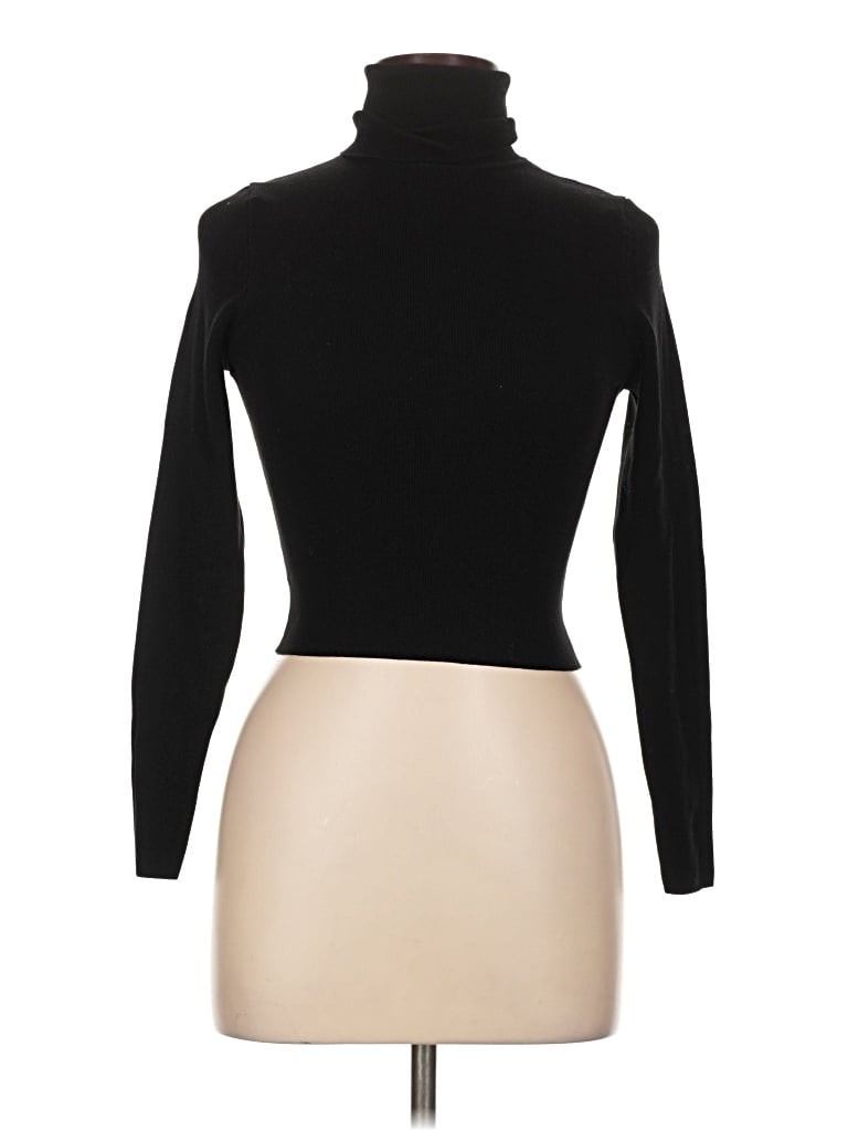 Pre-owned Zara Long Sleeve Top Black Turtleneck Tops