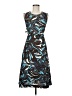 'S Max Mara 100% Linen Paisley Argyle Aztec Or Tribal Print Camo Checkered-gingham Chevron-herringbone Color Block Fair Isle Floral Graphic Ombre Marled Teal Casual Dress Size 8 - photo 1