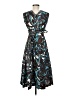 'S Max Mara 100% Linen Paisley Argyle Aztec Or Tribal Print Camo Checkered-gingham Chevron-herringbone Color Block Fair Isle Floral Graphic Ombre Marled Teal Casual Dress Size 8 - photo 2