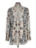 Chico's 100% Polyester Animal Print Silver Long Sleeve Blouse Size L - photo 2