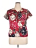 Talbots 100% Polyester Floral Red Short Sleeve Polo Size 14 Petite - photo 1