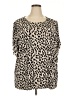 Torrid Animal Print Tan Short Sleeve Blouse Size 4X Plus (4) - photo 1