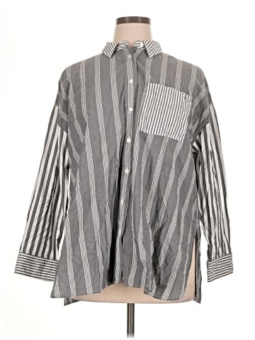 Madewell The Signature Poplin Oversized Shirt in Stripe (view 1)