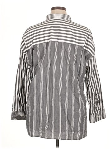 Madewell The Signature Poplin Oversized Shirt in Stripe (view 2)