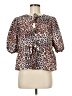 Leonardo 100% Polyester Animal Print Brown 3/4 Sleeve Blouse One size - photo 1