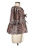 Leonardo 100% Polyester Animal Print Brown 3/4 Sleeve Blouse One size - photo 4