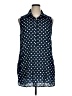 J.Crew Polka Dots Blue Sleeveless Button-Down Shirt Size XL - photo 1