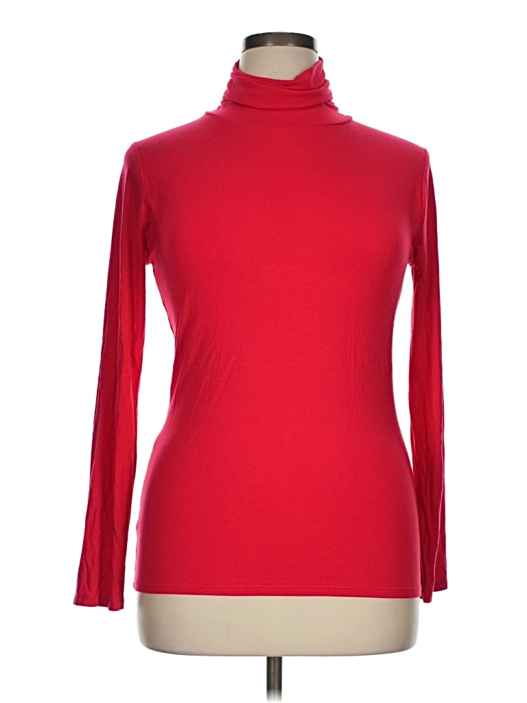 Pre-owned Zenana Long Sleeve Turtleneck In Red