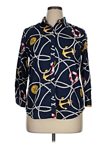 Lauren by Ralph Lauren 3/4 Sleeve Button-Down Shirt (view 1)