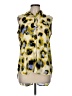 Apt. 9 Animal Print Yellow Sleeveless Button-Down Shirt Size M - photo 1