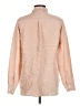 CAMIXA 100% Silk Solid Pink Tan Long Sleeve Silk Top Size M - photo 2