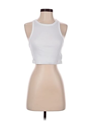 Valentino Ribbed Lace-back cropped Tank Top (view 1)