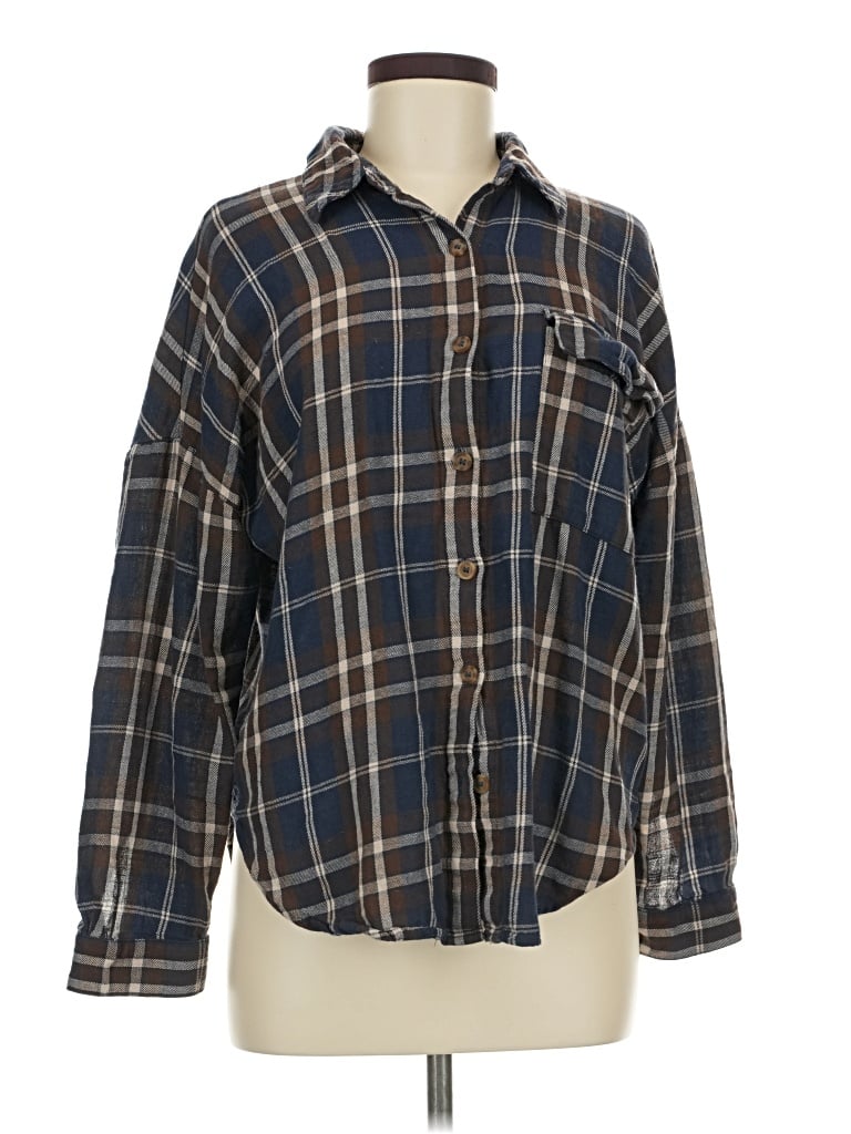 Pre-owned Blu Pepper Long Sleeve Button Down Shirt In Blue