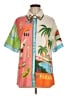 Unbranded 100% Polyester Tropical Tan Short Sleeve Blouse Size M - photo 1