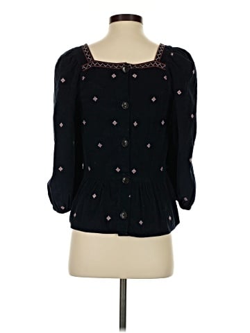 Madewell Embroidered Corduroy Button-Back Peplum Top (view 2)