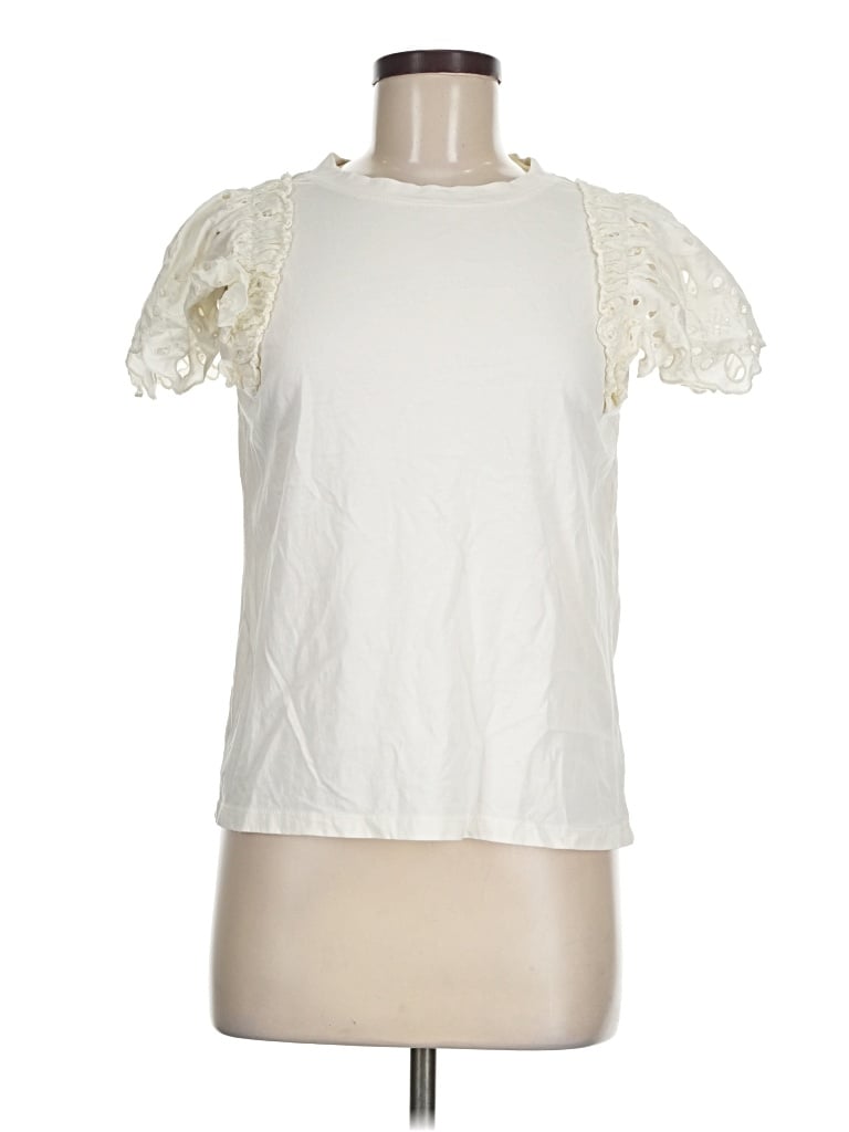 Pre-owned Express Short Sleeve Top Ivory Sweetheart Neckline Tops
