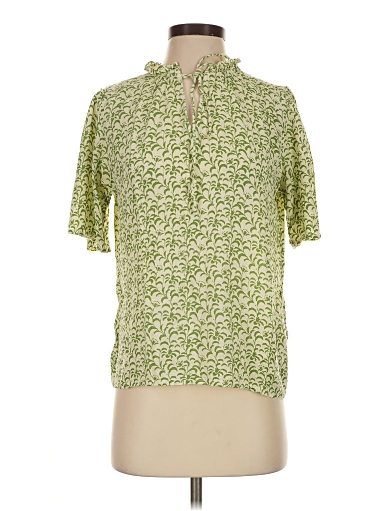 Pre-owned Fatface Short Sleeve Turtleneck In Green