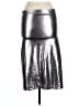 Hosbjerg Metallic Solid Silver Faux Leather Skirt Size L - photo 2