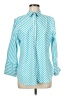 Chico's Stripes Teal 3/4 Sleeve Button-Down Shirt Size Med (1.5) - photo 1