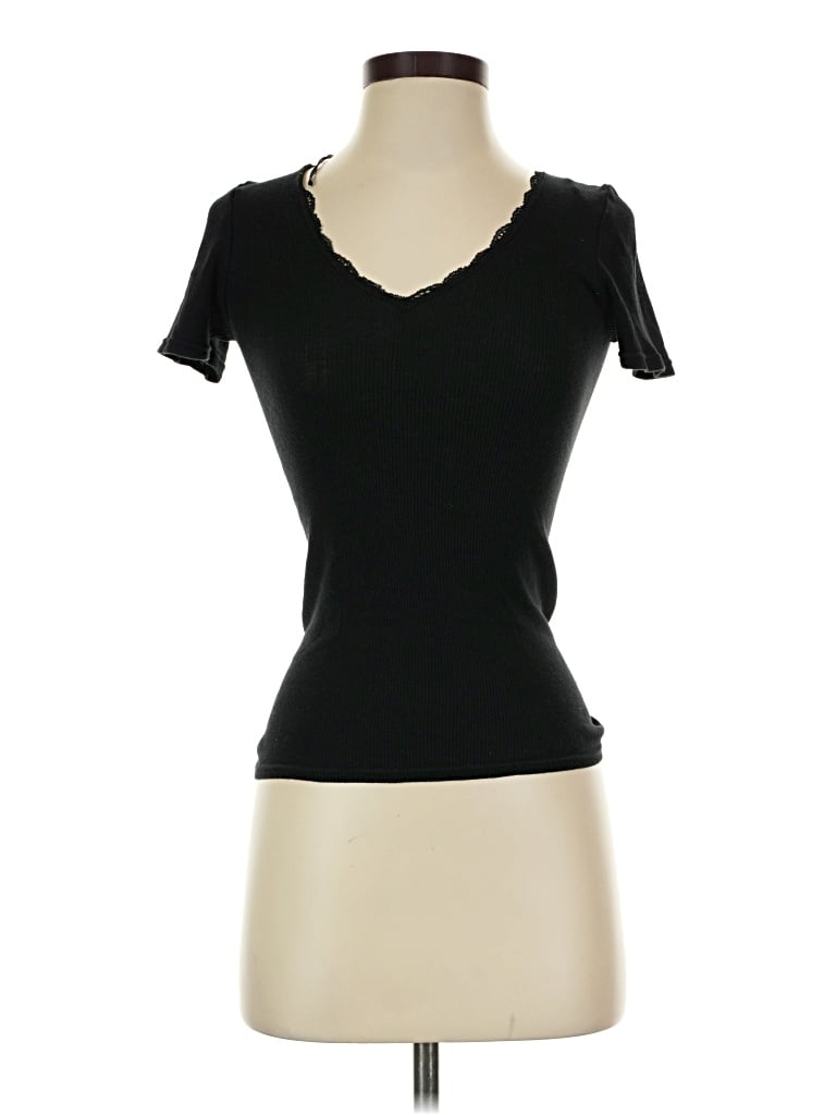 Pre-owned Monoprix Femme Short Sleeve Turtleneck In Black