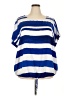 Liz Claiborne 100% Polyester Stripes Blue Short Sleeve Blouse Size 2X - photo 1