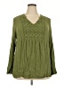 Torrid 100% Rayon Green Long Sleeve Blouse Size 2X Plus (2) - photo 1