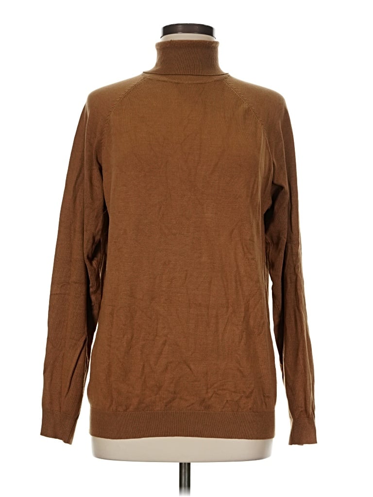 Pre-owned Zara Long Sleeve Top Brown Turtleneck Tops