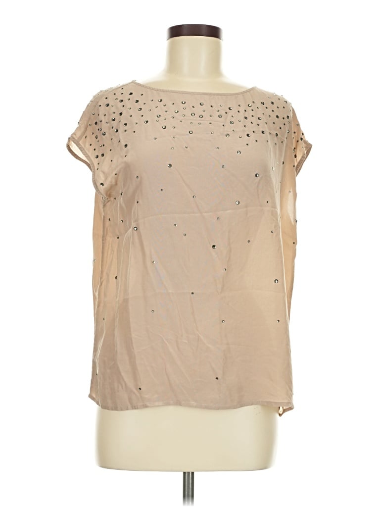 Pre-owned Talbots Short Sleeve Blouse In Tan