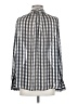 H&M 100% Polyester Checkered-gingham Gray Long Sleeve Blouse Size S - photo 2