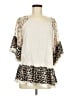 Umgee 100% Polyester Animal Print Floral Solid Ivory 3/4 Sleeve Blouse Size M - photo 1