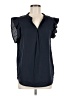 Amaryllis Blue Short Sleeve Blouse Size M - photo 1