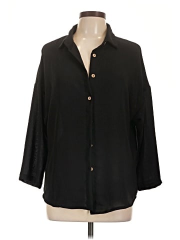 Unbranded 3/4 Sleeve Button-Down Shirt (view 1)